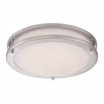 Hampton Bay Flaxmere 12 in. Dimmable LED Integrated Flush Mount with Frosted White Glass Shade and Brushed Nickel Finish (HB1023C-35)