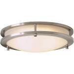 Hampton Bay Flaxmere 12 in. Dimmable LED Integrated Flush Mount with Frosted White Glass Shade and Brushed Nickel Finish (HB1023C-35)