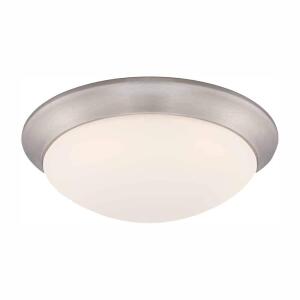 Hampton BayStetson 11 in. 1-Light Brushed Nickel Integrated LED Selectable CCT Flush Mount with Frosted White Glass Diffuser (HB1022C-5CCT-35)