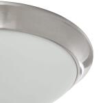 Hampton BayStetson 11 in. 1-Light Brushed Nickel Integrated LED Selectable CCT Flush Mount with Frosted White Glass Diffuser (HB1022C-5CCT-35)