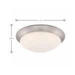 Hampton BayStetson 11 in. 1-Light Brushed Nickel Integrated LED Selectable CCT Flush Mount with Frosted White Glass Diffuser (HB1022C-5CCT-35)