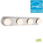 Hampton BayMidford 24 in. 4-Light Brushed Nickel LED Vanity Light Bar with Frosted Shade (5900C-SN)