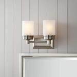 Hampton BayCade 11.7 in. 2-Light Brushed Nickel Bathroom Vanity Light Fixture with Frosted Glass Shades (NB23307)