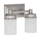 Hampton BayCade 11.7 in. 2-Light Brushed Nickel Bathroom Vanity Light Fixture with Frosted Glass Shades (NB23307)