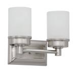 Hampton BayCade 11.7 in. 2-Light Brushed Nickel Bathroom Vanity Light Fixture with Frosted Glass Shades (NB23307)