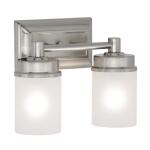 Hampton BayCade 11.7 in. 2-Light Brushed Nickel Bathroom Vanity Light Fixture with Frosted Glass Shades (NB23307)