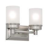 Hampton BayCade 11.7 in. 2-Light Brushed Nickel Bathroom Vanity Light Fixture with Frosted Glass Shades (NB23307)