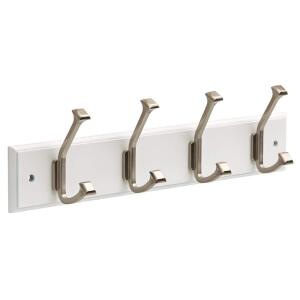 Home Decorators Collection18 in. White and Satin Nickel Beveled Square Hook Rack (R30799H-PWN-U)