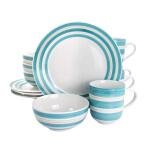 Gibson Home Sunset Ceramic Dinnerware Set 12-Piece Teal White