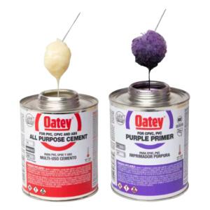 Oatey - 8 oz. Purple CPVC and PVC Primer and Medium Milky All-Purpose ABS, CPVC, PVC Cement Combo Pack