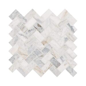 MSICapri Blue Herringbone 11.63 in. x 11.63 in. x 10mm Honed Mosaic Marble Floor and Wall Tile (0.94 sq. ft./Each) (CAPBLU-HBH)