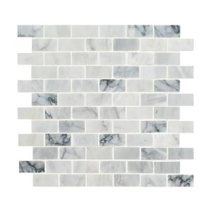 MSICarrara Classique Brick 12 in. x 12 in. Honed Marble Mesh-Mounted Mosaic Wall Tile (0.97 sq. ft./Each) (CAR-1X2H-5)