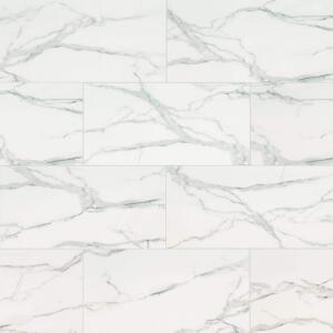 MSICarrara Noire 16 in. x 32 in. Polished Porcelain Stone Look Floor and Wall Tile (14.20 sq. ft./Case) (NHDCARNOI1632C)