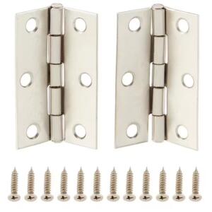 Everbilt 2-1/2 in. Non-Removable Pin Narrow Utility Hinge (2-Pack) Satin Nickel