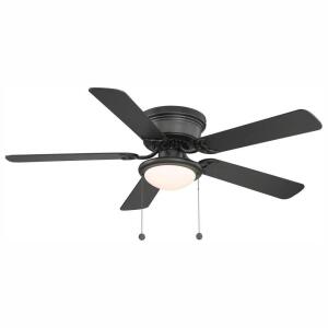 Hugger 52 in. LED Indoor Black Ceiling Fan with Light Kit (AL383LED-BK)