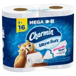 Charmin Ultra-Soft Smooth Tear Toilet Paper, 4 Mega Rolls (224 Sheets Each) (003077208806)