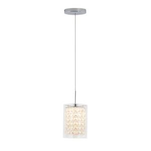 ArtikaCrystal Cube 5.5-Watt 1 Light Chrome Modern Integrated LED Mini Pendant Light Fixture for Kitchen Island (PDT-1CC)