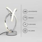 Artika 11 in. Swirl Butterfly Modern Chrome Table Lamp with Integrated LED, Dimmable, for Living Room