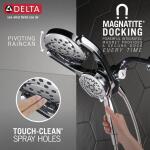 Delta HydroRain Two-in-One 4-Spray Patterns 6 Inch Wall Mount Dual Shower Heads with MagnaTite 