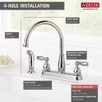 Delta Foundations 2-Handle Kitchen Faucet with Side Sprayer in Chrome – Standard Model(21988LF)