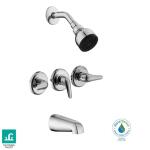 Glacier Bay Aragon 3 Handle 1-Spray Tub and Shower Faucet 1.8 GPM in Chrome (Valve Included)