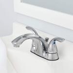 Glacier Bay Builders 4 in. Low-Arc Bathroom Faucet Centerset Double Handle in Chrome