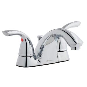 Glacier Bay Builders 4 in. Low-Arc Bathroom Faucet Centerset Double Handle in Chrome