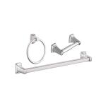 MOEN Adler 3-Piece Bath Hardware Set with 18 in. Towel Bar, Toilet Paper Holder, Towel Ring in Chrome