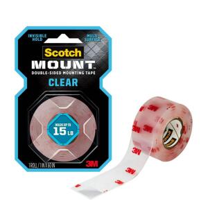 Scotch1 in. x 1.60 yds. Clear Indoor Permanent Double-Sided Mounting Tape (410DC-SF)