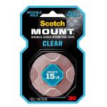 Scotch1 in. x 1.60 yds. Clear Indoor Permanent Double-Sided Mounting Tape (410DC-SF)