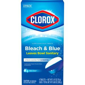 Clorox 2.47 oz. Ultra Clean Automatic Toilet Bowl Cleaner Tablets with Bleach and Blue Rain Clean Scent (4-Count) (4460030991)