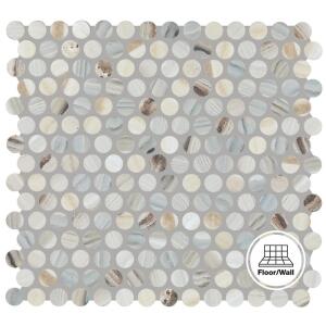 DaltileLamora Marble Coastal Blue 11 in. x 13 in. Glazed Ceramic Penny Round Mosaic Tile (1.06 sq. ft./each) (LM20PNYRDHDMT)