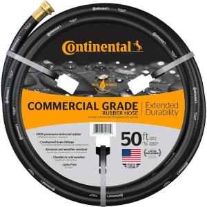 Continental Premium Commercial Grade Rubber Black Water Hose, 5/8 in. Dia x 50 ft. (20258074)