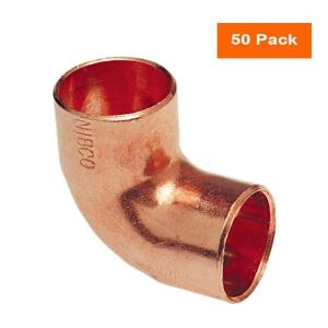 Everbilt1/2 in. Wrot Copper 90-Degree Cup x Cup Elbow Fitting Pro Pack 50-Pack (MPP607HD12)