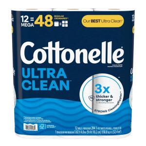 "Cottonelle Ultra-Clean Toilet Tissue – 284 Sheets Per Roll, 12 Rolls Per Pack (55489)