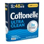 "Cottonelle Ultra-Clean Toilet Tissue – 284 Sheets Per Roll, 12 Rolls Per Pack (55489)