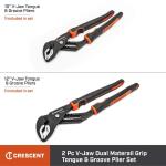 Crescent Grip Zone 10 in. and 12 in. V-Jaw Tongue and Groove Plier Set with Dual Material Grips (RT400SGSET2-05)