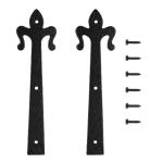 Everbilt 8 in. Decorative Fleur-de-lis Strap Hinge (2-Pack) Black