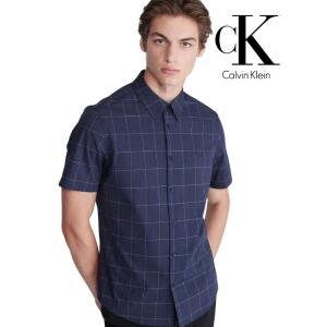 Calvin Klein Men Short Sleeve Button-Front Shirt Dark Sapphire Size XS