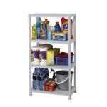 HDX4-Tier Easy Assembly Multi-purpose Plastic Garage Storage Shelving Unit in Gray (28 in. W x 52 in. H x 15 in. D) (254922)