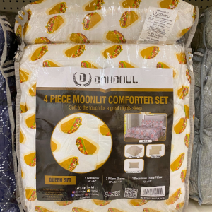 Dahdoul 4 Pc Queen Solid Printed Moonlit Comforter Tacos