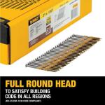 DEWALT 3 in. x 0.120 in. Ring Shank Hot Galvanized Collated Framing Nails (2000 Pack) (DWRHS10DR120G)