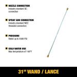 DEWALT Universal 31 Inch. Extension Spray Wand for Cold Water Pressure Washers, 4500 PSI