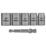 DEWALT 3/8 in. MAX Impact Carbon Steel Drive Socket Set (6-Piece) with 1/4 in.Adapter 