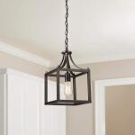 Hampton BayBoswell Quarter 9-1/2 in. 1-Light Distressed Black Farmhouse Mini-Pendant Kitchen Light (7947HBDBDI)