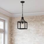 Hampton Bay Boswell Quarter 9-1/2 in. 1-Light Distressed Black Farmhouse Mini-Pendant Kitchen Light (7947HBDBDI)