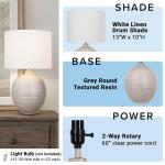 Hampton Bay 22 in. Finch Distressed White Ribbed Table Lamp with White Linen Shade