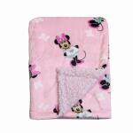 Cudlie Disney Minnie Mouse Baby Girl MNK/Sherpa Blanket with Lovely Bow Print