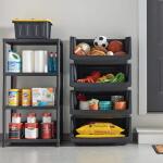 HDX4-Tier Easy Assembly Multi-purpose Plastic Garage Storage Shelving Unit in Gray (28 in. W x 52 in. H x 15 in. D) (254922)