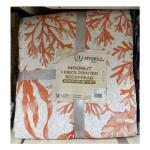 Dahdoul Home Moonlit 1 Piece Printed Bedspread White Orange stemsQueen Size (86" x 86")